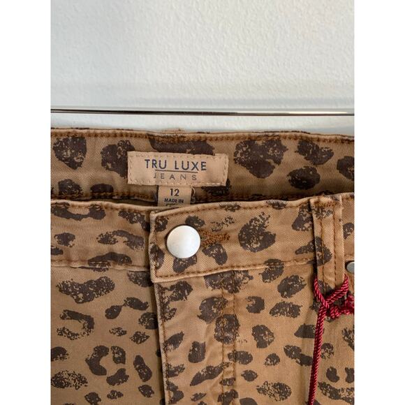 TRU LUXE leopard print hi waist straight jean in brown animal print NWT size 12 - Picture 2 of 11
